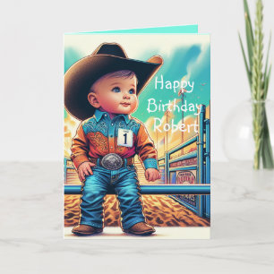 Western Little Cowboy Erstgeburt Rodeo Custom Karte