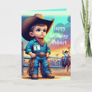 Western Little Cowboy Erstgeburt Rodeo Custom Karte