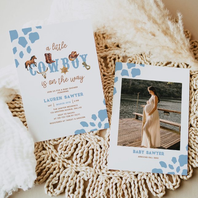 Western Little Cowboy Foto Baby Boy Dusche Einladung (Von Creator hochgeladen)