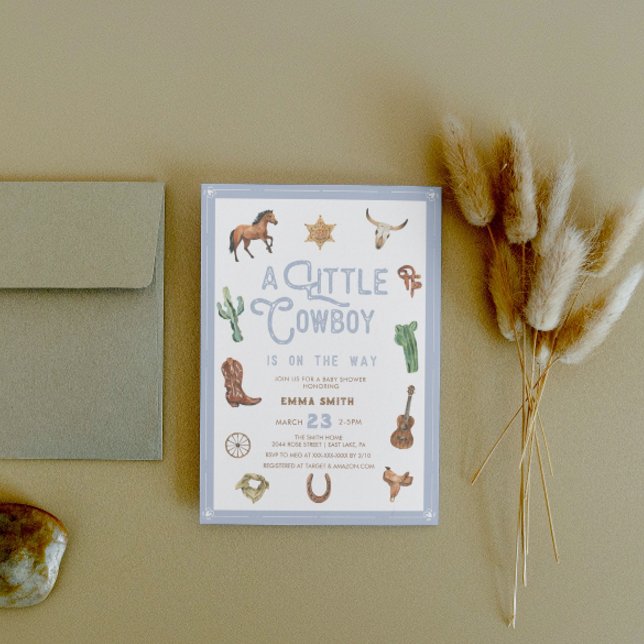 Western Little Cowboy Foto Baby Boy Dusche Einladung (Von Creator hochgeladen)