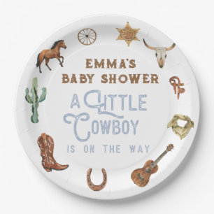 Western Little Cowboy Foto Babydusche Pappteller