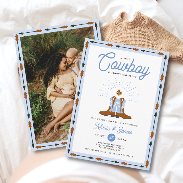 Western Little Cowboy Rodeo Foto Boy Baby Dusche Einladung (Von Creator hochgeladen)