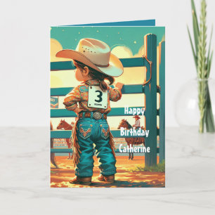 Western Little Cowgirl 3. Geburtstag Rodeo Custom Karte