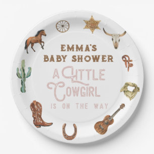 Western Little Cowgirl Foto Babydusche Pappteller
