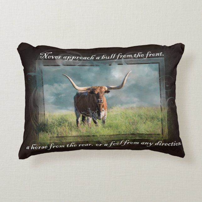 Western Longhorn Cowboy Wisdom Dekokissen (Vorderseite)