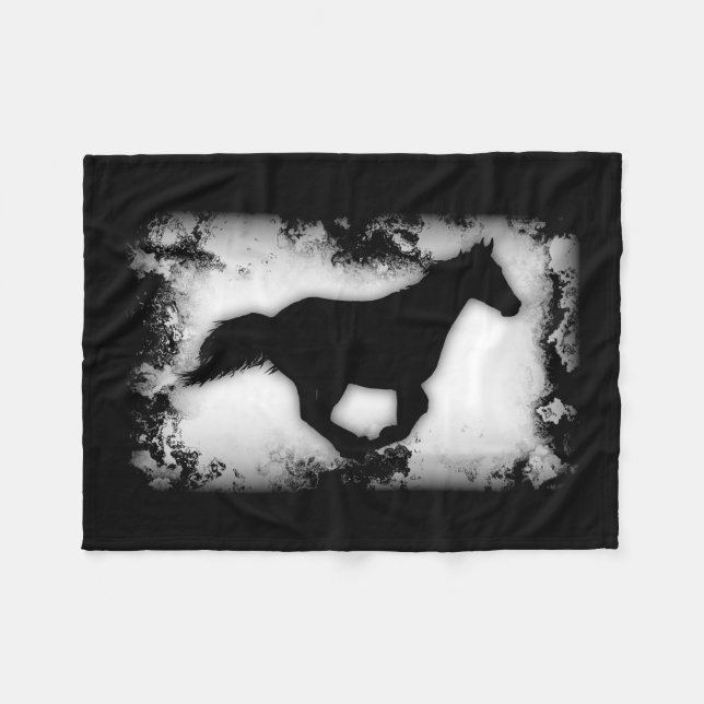 Western-Look Galloping Horse Silhouette  Fleecedecke (Vorderseite (Horizontal))