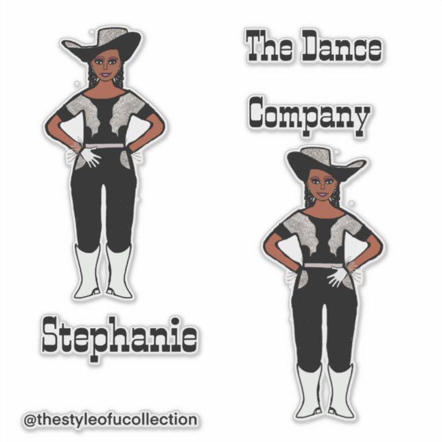 Western Majorette / Tänzer Sticker Schwarzes Silbe (Vorderseite)