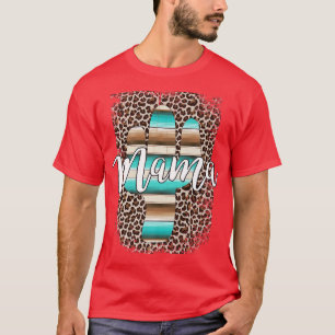 Western Mama Leopard Cactus Serape Cowgirl Rodeo M T-Shirt