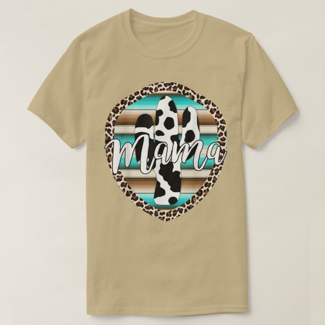 Western Mama Serape Kuh Kaktus Leopard Cowgirl Rod T-Shirt (Design vorne)