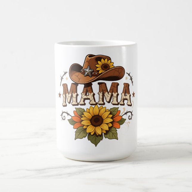 Western Mama Sunflower Cowgirl Design Kaffeetasse (Mittel)