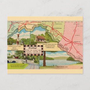 Western Maryland Vintag Map Postkarte