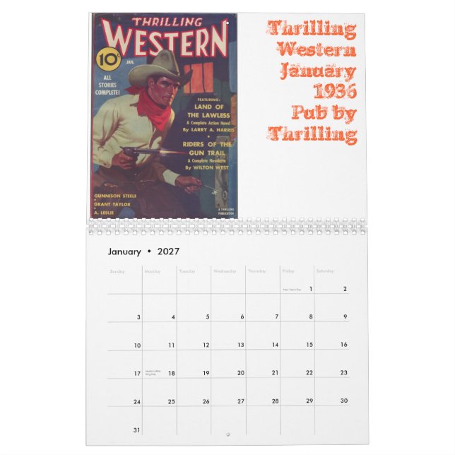 Western-Masse bedeckt Kalender 2012 (Jan 2027)
