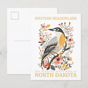 Western Meadowlark Bird of North Dakota USA Postkarte