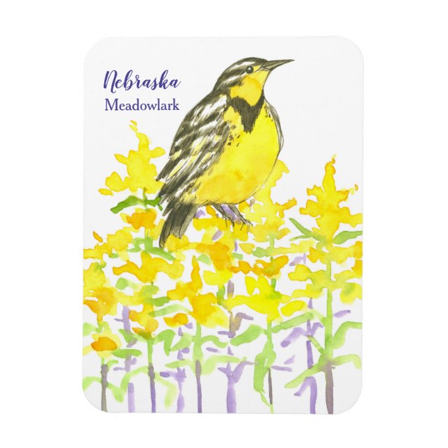 Western Meadowlark Goldenrod Gelbe Wildblume Magnet (Vertikal)