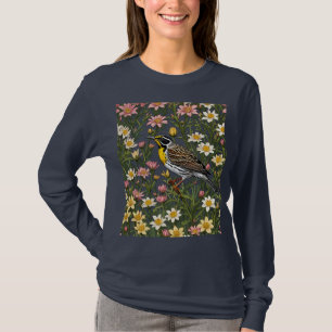 Western Meadowlark, umgeben von Bitterroot-Blume T-Shirt