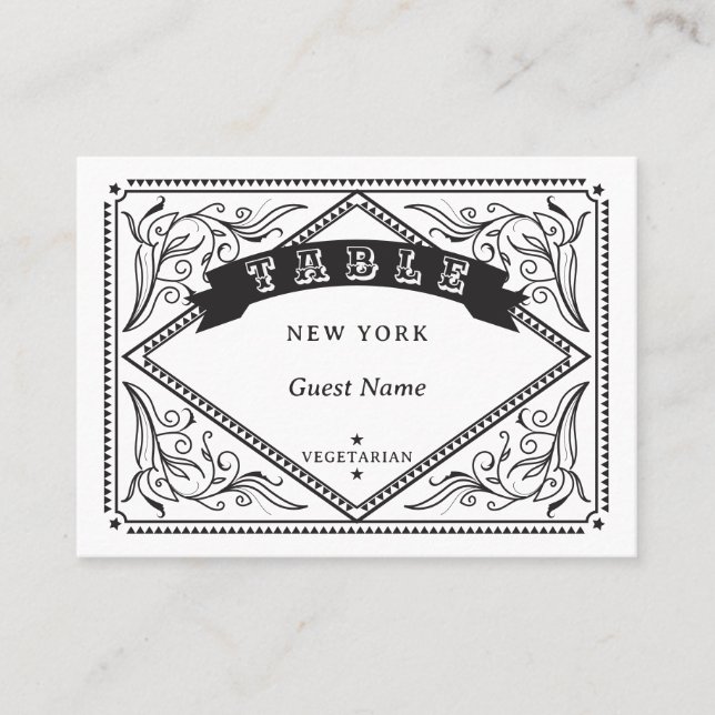 Western-Menü Option Hochzeit Platzkarte (Vorderseite)