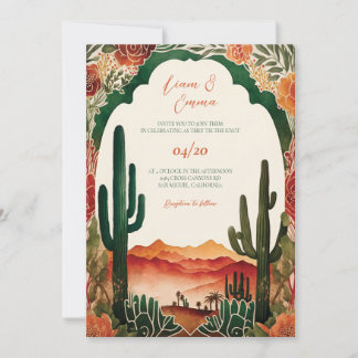 Western Mexican Cactus Wüste Wedding Einladung