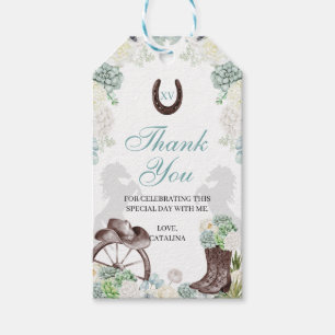 Western Mint Green Ranchero Quinceanera Gift Tags Geschenkanhänger