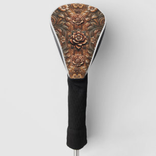 Western mit braunem Blumenlederlook Golf Headcover