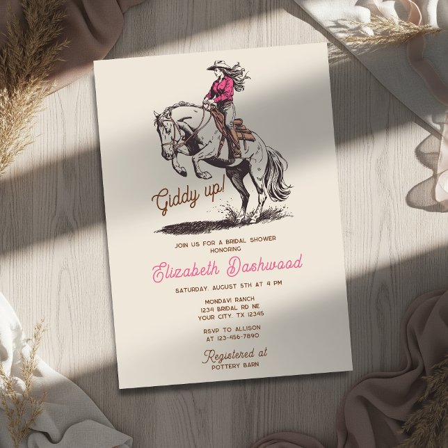 Western Modern Cowgirl Bucking Horse Bridal Shower Einladung (Von Creator hochgeladen)