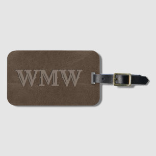 Western Monogram Brown Imitats Leather Gepäckanhänger
