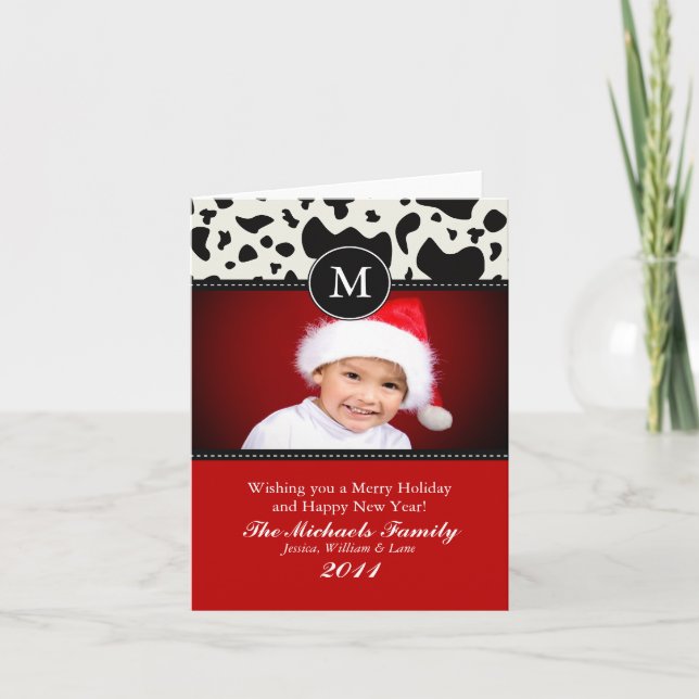 Western Monogram Weihnachtskarte Feiertagskarte (Vorderseite)