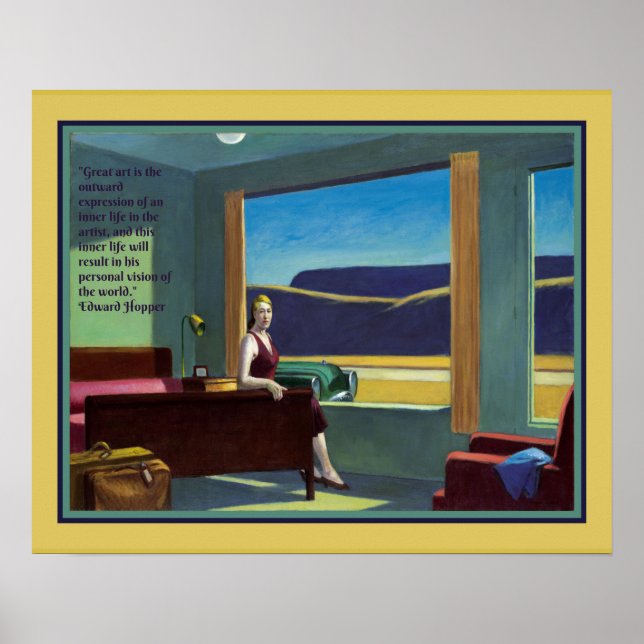 "Western Motel" mit Zitat von Edward Hopper Poster (Vorne)