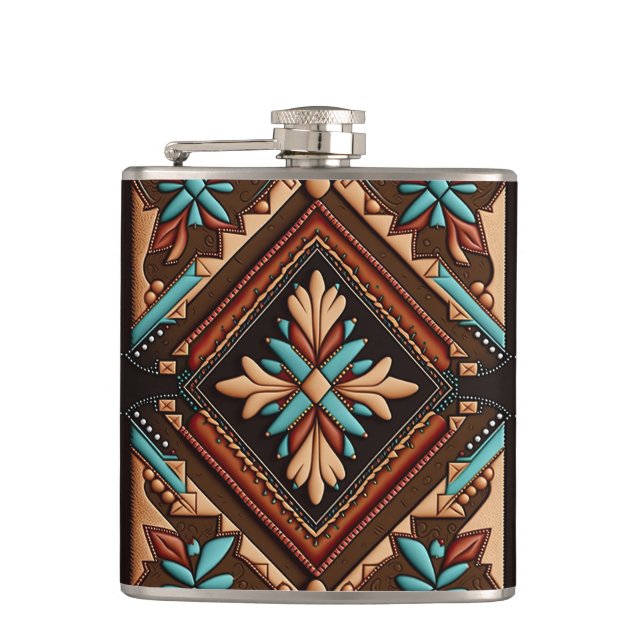 WESTERN MOTIF 6oz Flask Flachmann (Vorderseite)