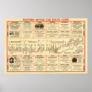 Western Motor Car Route GuidePanoramakarte Poster