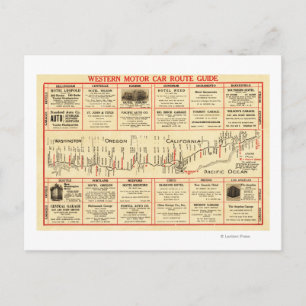 Western Motor Car Route GuidePanoramakarte Postkarte