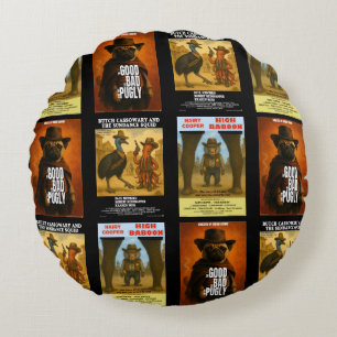 Western-Movieposter-Parodie Rundes Kissen