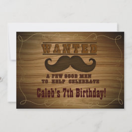 Western Mustache Wollte Einladungen zur Geburtstag