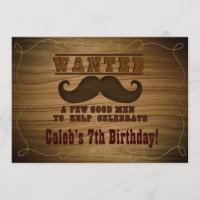 Western Mustache Wollte Einladungen zur Geburtstag