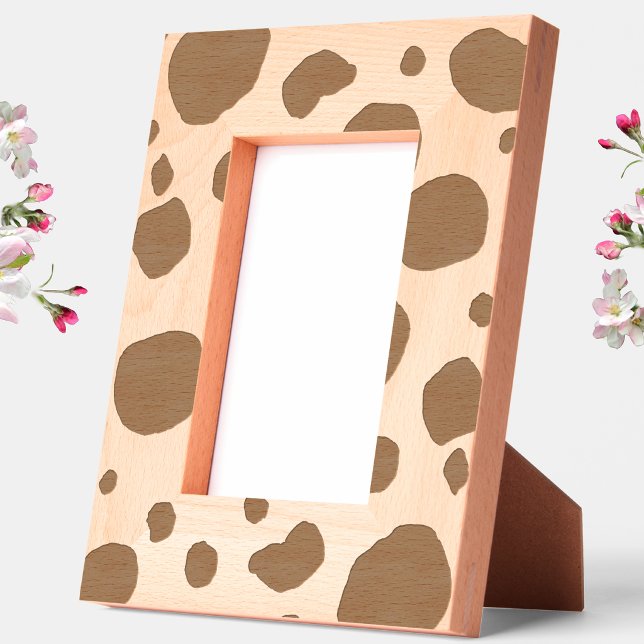 Western-Muster für Fun Cow Print Geätzte Rahmen (Fun modern cow print abstract etched wooden photo frame)