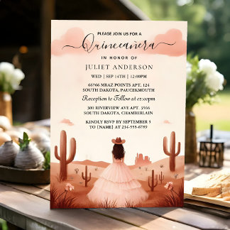 Western "New Nature Barn Wood Boho" Quinceanera Einladung