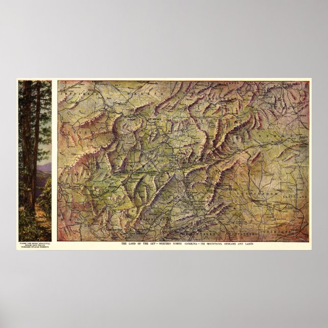 Western North Carolina Panoramabalkarte Poster (Vorne)