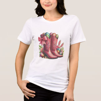 Western Ostervibes - Pink Cowboy Boots & Osterzeit Tri-Blend Shirt