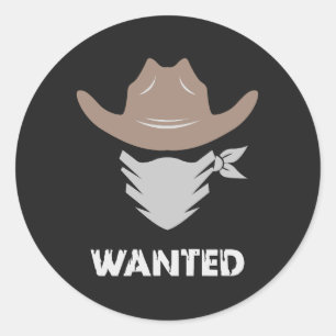 Western Outlaw Cowboy Gesucht Runder Aufkleber