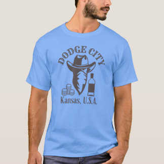 Western Outlaw Dodge City Kansas USA Dark Brown Co T-Shirt