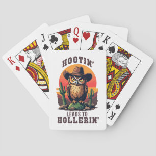 Western Owl Cowboy Hootin führt zu Hollerin Spielkarten