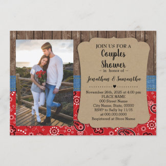 Western Paare duschen Country-schicke Hochzeit Einladung