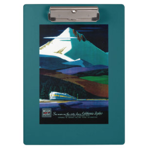 Western Pacific California Zephyr Vintage Poster Klemmbrett