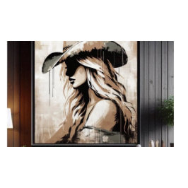 Western Painted Cowgirl Art Print Poster