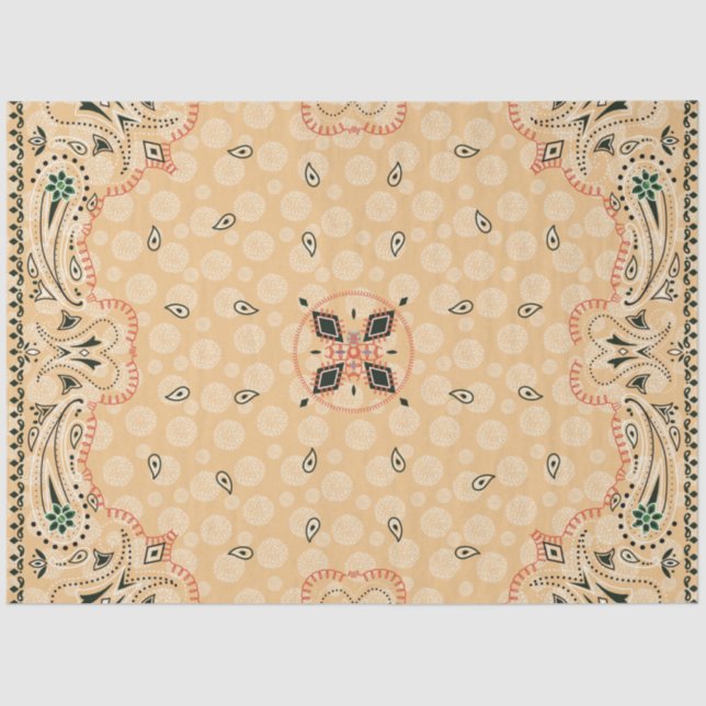 Western Paisley Gold Bandana Print Decoupage  Seidenpapier (Vorderseite)