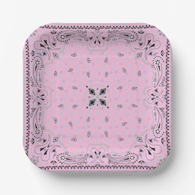 Western Paisley Pink Bandana Print Party 7" Pappteller (Vorderseite)