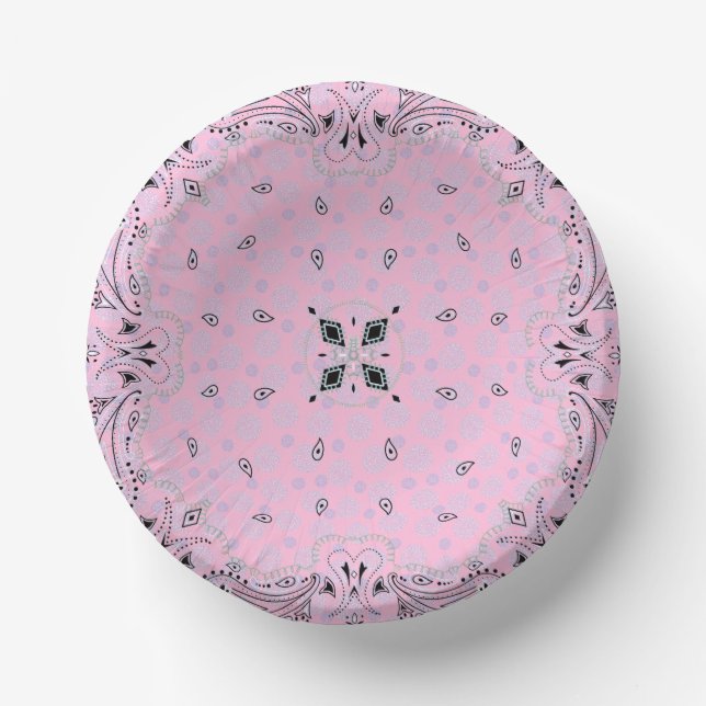 Western Paisley Pink Bandana Print Party Pappteller (Vorderseite)