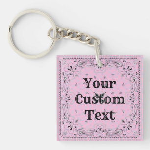 Western Paisley Pink Bandana Print Schlüsselanhänger