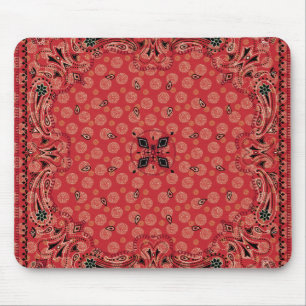 Western Paisley Red Bandana Print Mousepad