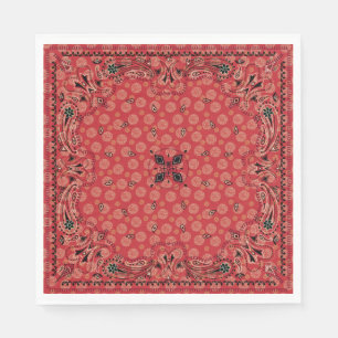 Western Paisley Red Bandana Print Party Serviette