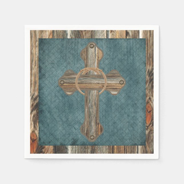 Western Party Barnwood Cross mit Ropes Napkins Serviette (Vorderseite)